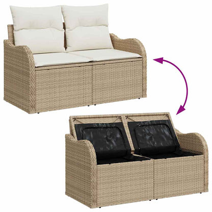 Set Divano da Giardino con cuscino 8 pcs Beige Poly Rattan - homemem39