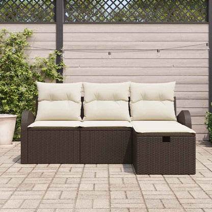 Set Divano da Giardino con cuscino 4 pcs Marrone Poly Rattan - homemem39