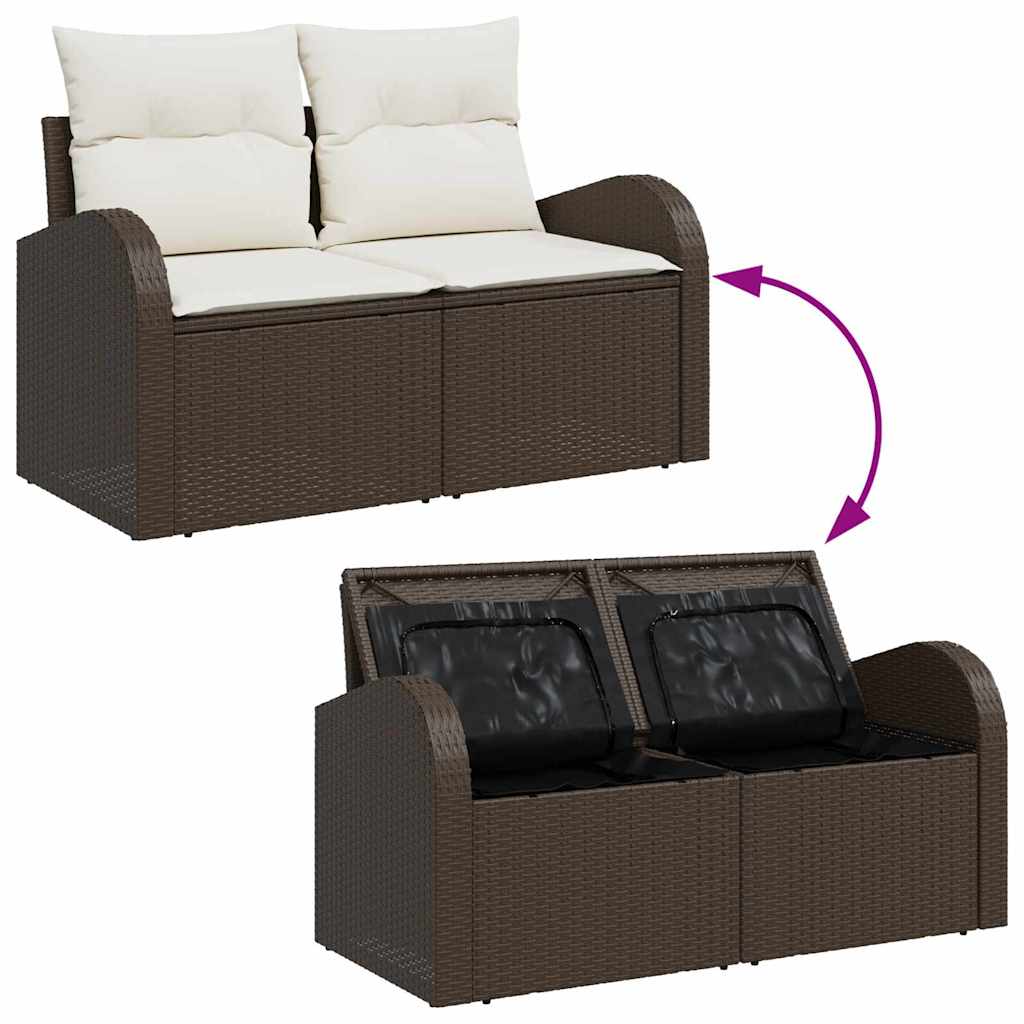 Set Divano da Giardino con cuscino 4 pcs Marrone Poly Rattan - homemem39