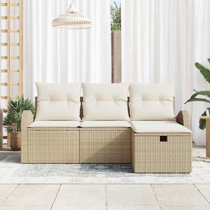 Set Divano da Giardino con cuscino 4 pcs Beige Poly Rattan - homemem39