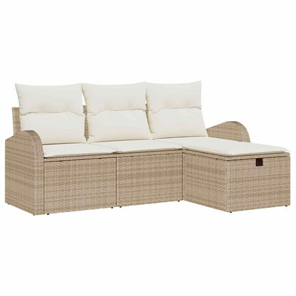 Set Divano da Giardino con cuscino 4 pcs Beige Poly Rattan - homemem39