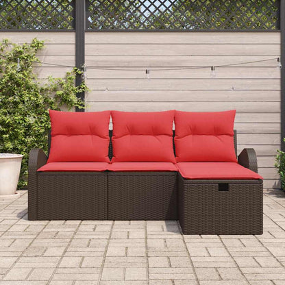 Set Divano da Giardino con cuscino 4 pcs Marrone polyrattan | homemem39