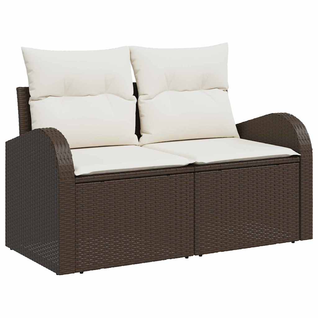 Set Divano da Giardino con cuscino 5 pcs Marrone Poly Rattan - homemem39