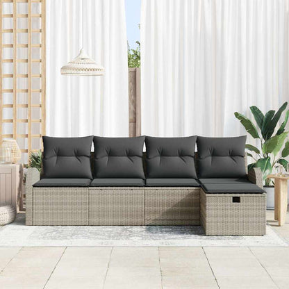 Set Divano da Giardino 5 pcs Grigio chiaro Poly Rattan - homemem39