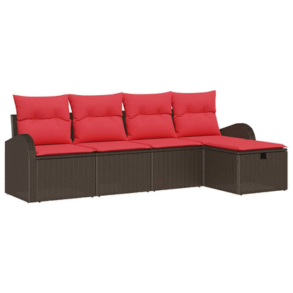 Set Divano da Giardino con cuscino 5 pcs Marrone polyrattan | homemem39