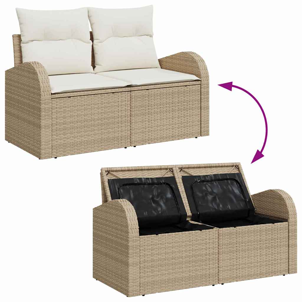 Set Divano da Giardino con cuscino 6 pcs Beige Poly Rattan - homemem39