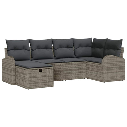 Set Divano da Giardino 6 pz Grigio polyrattan