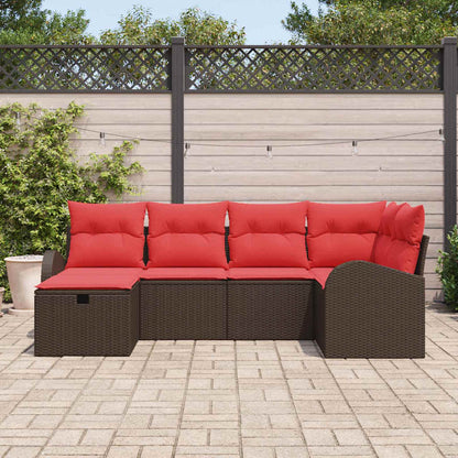 Set Divano da Giardino con cuscino 6 pcs Marrone polyrattan | homemem39