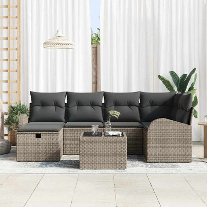 Set Divano da Giardino 7 pz Grigio polyrattan | homemem39