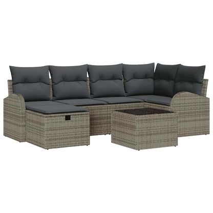 Set Divano da Giardino 7 pz Grigio polyrattan | homemem39