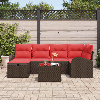 Set Divano da Giardino con cuscino 7 pcs Marrone polyrattan | homemem39