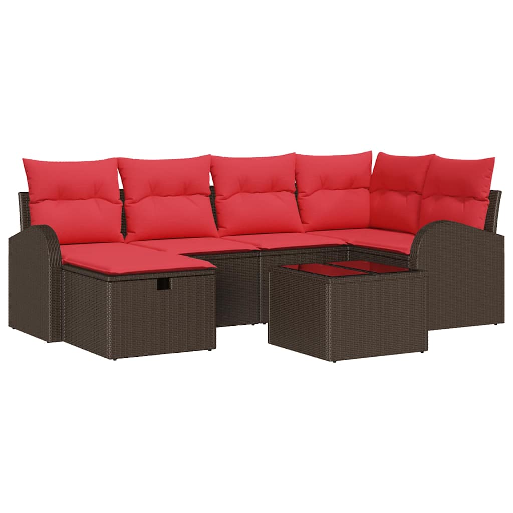 Set Divano da Giardino con cuscino 7 pcs Marrone polyrattan | homemem39