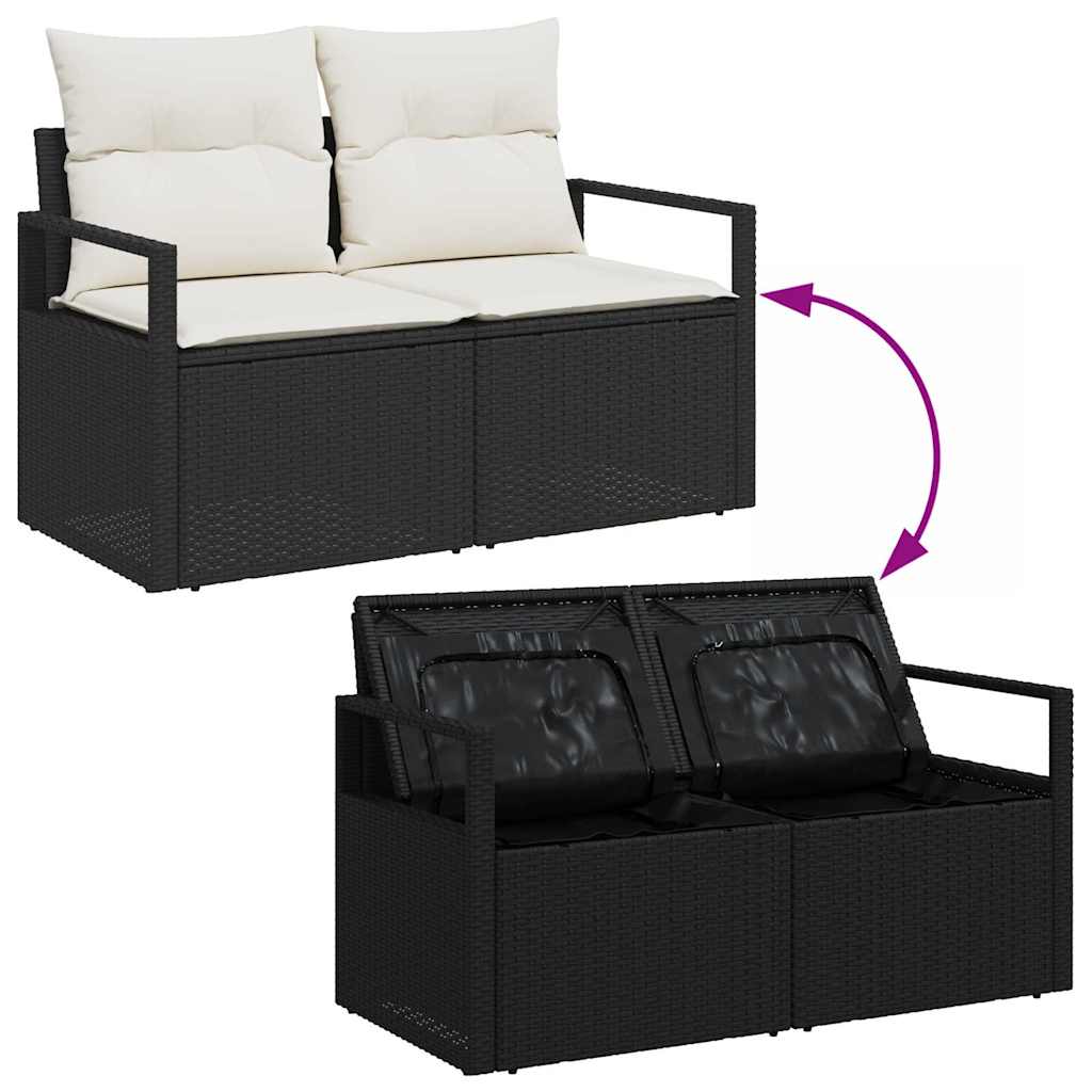 Set Divano da Giardino con cuscino 7 pcs Nero polyrattan | homemem39
