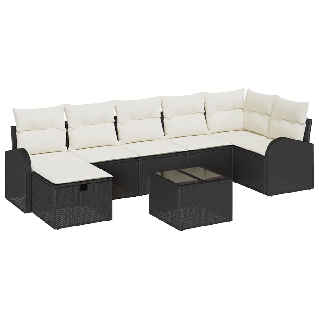 Set Divano da Giardino con cuscino 8 pcs Nero Poly Rattan - homemem39