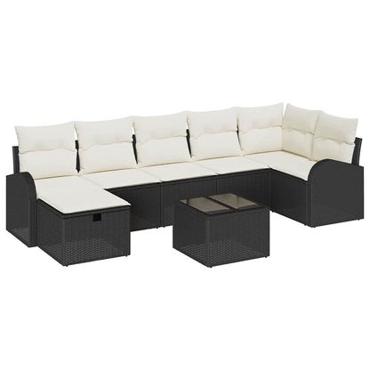 Set Divano da Giardino con cuscino 8 pcs Nero Poly Rattan - homemem39