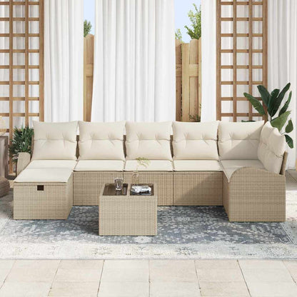 Set Divano da Giardino con cuscino 8 pcs Beige Poly Rattan - homemem39