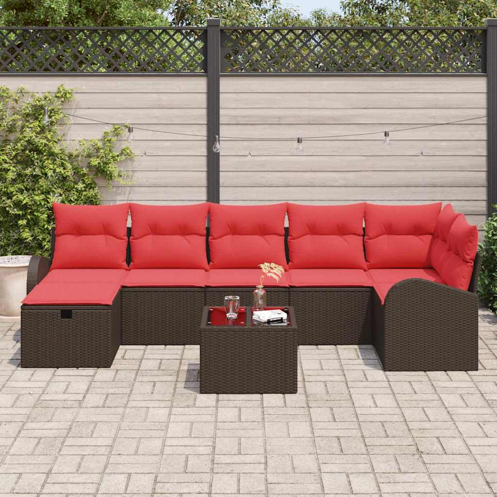 Set Divano da Giardino con cuscino 8 pcs Marrone polyrattan | homemem39