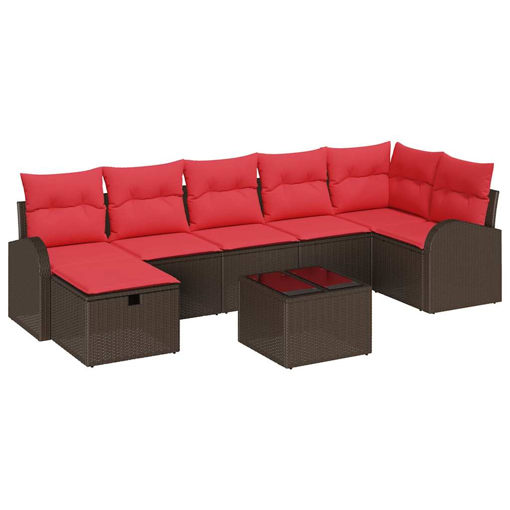 Set Divano da Giardino con cuscino 8 pcs Marrone polyrattan | homemem39