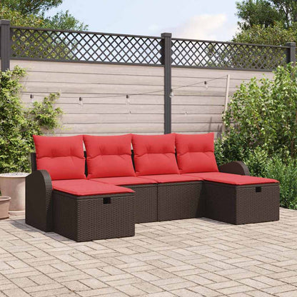 Set Divano da Giardino con cuscino 6 pcs Marrone polyrattan | homemem39