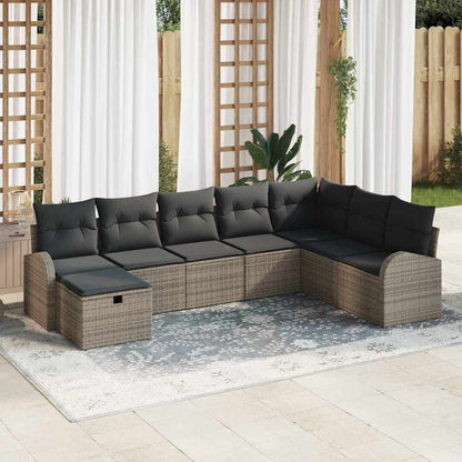 Set Divano da Giardino 8 pz Grigio polyrattan