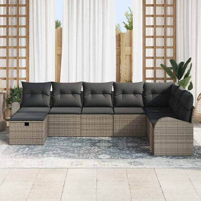 Set Divano da Giardino 8 pz Grigio polyrattan | homemem39