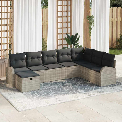 Set Divano da Giardino 8 pcs Grigio chiaro Poly Rattan - homemem39