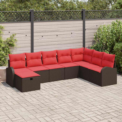 Set Divano da Giardino con cuscino 8 pcs Marrone Poly Rattan | homemem39