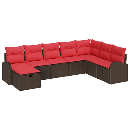 Set Divano da Giardino con cuscino 8 pcs Marrone Poly Rattan | homemem39