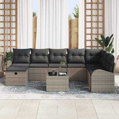 Set Divano da Giardino 9 pz Grigio polyrattan | homemem39