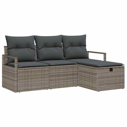 Set Divano da Giardino 4 pz Grigio polyrattan