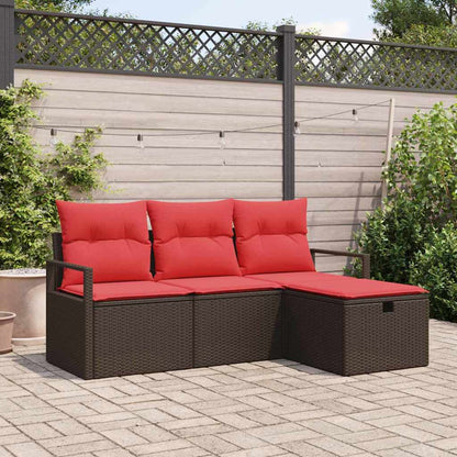 Set Divano da Giardino con cuscino 4 pcs Marrone polyrattan | homemem39