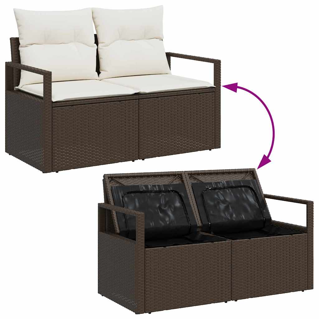 Set Divano da Giardino con cuscino 5 pcs Marrone Poly Rattan - homemem39