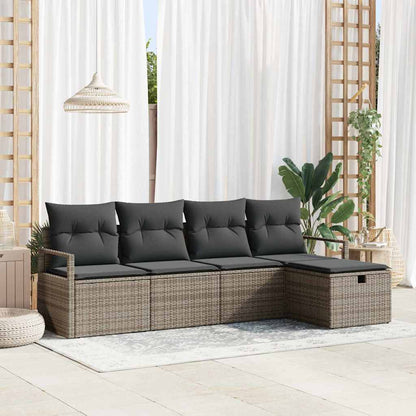 Set Divano da Giardino 5 pz Grigio polyrattan