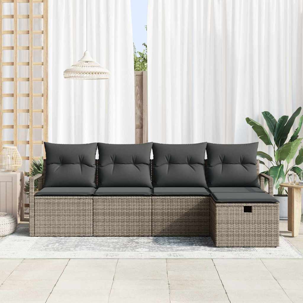 Set Divano da Giardino 5 pz Grigio polyrattan | homemem39