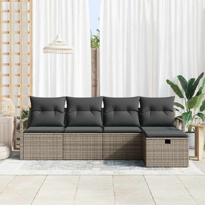 Set Divano da Giardino 5 pz Grigio polyrattan | homemem39