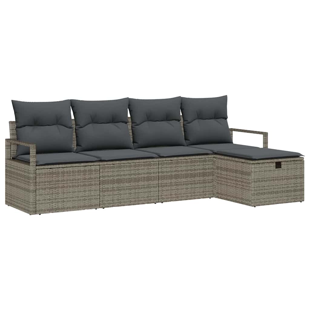 Set Divano da Giardino 5 pz Grigio polyrattan | homemem39