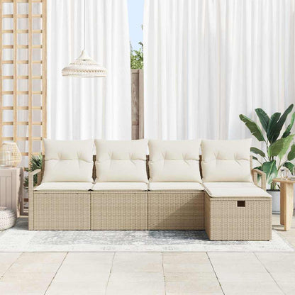 Set Divano da Giardino con cuscino 5 pcs Beige Poly Rattan - homemem39