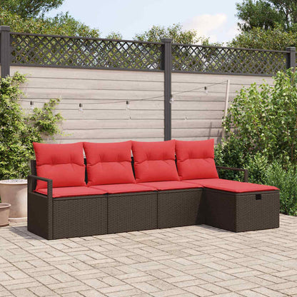 Set Divano da Giardino con cuscino 5 pcs Marrone polyrattan | homemem39