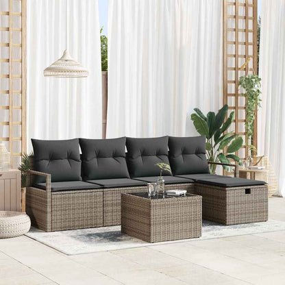 Set Divano da Giardino 6 pz Grigio polyrattan | homemem39