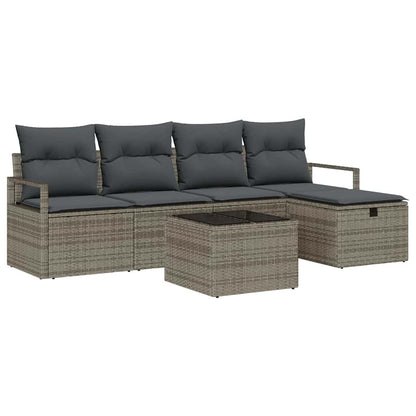 Set Divano da Giardino 6 pz Grigio polyrattan | homemem39