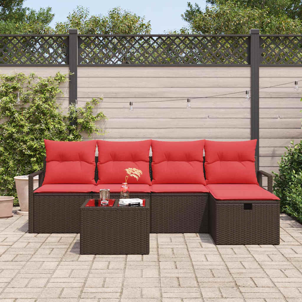 Set Divano da Giardino con cuscino 6 pcs Marrone polyrattan | homemem39