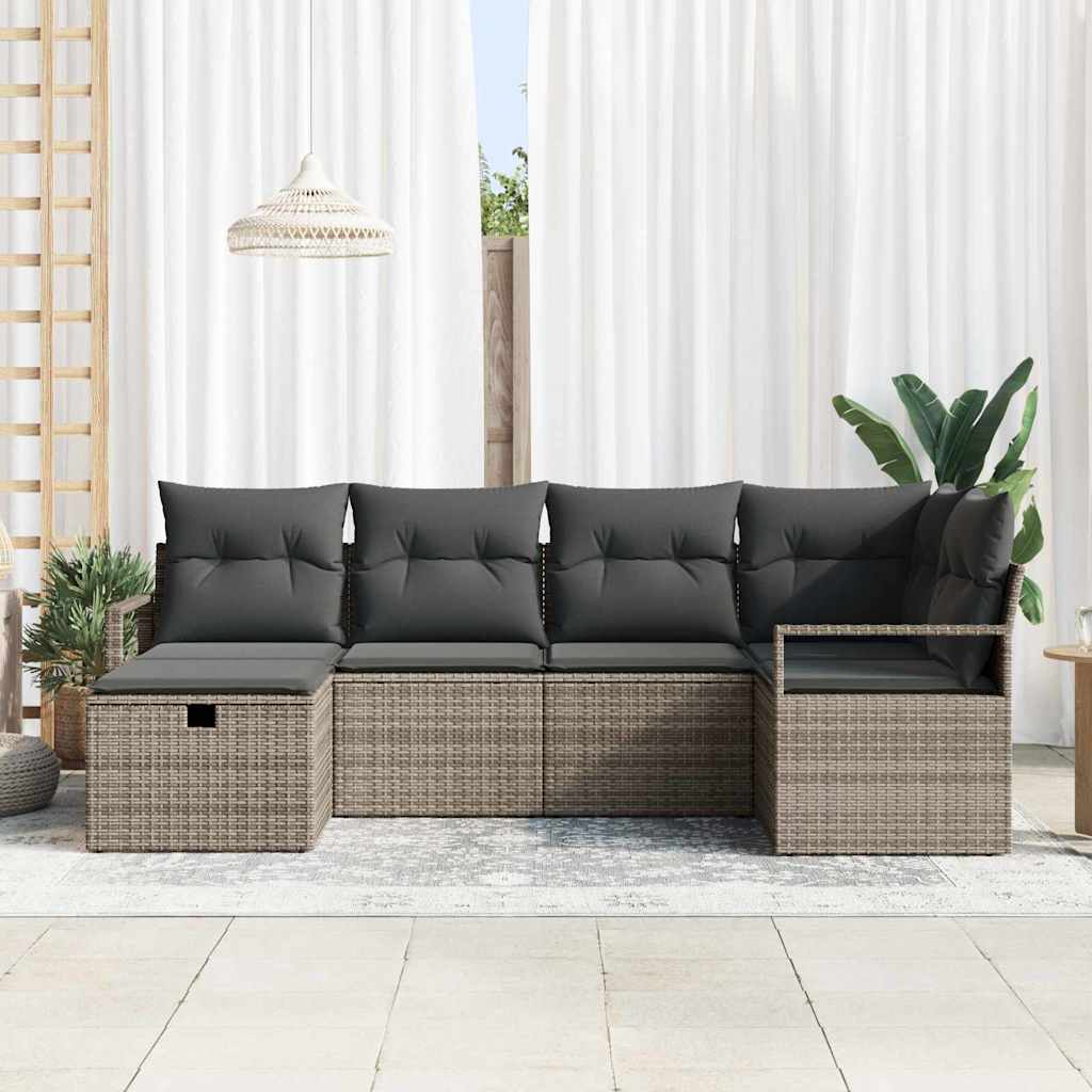 Set Divano da Giardino 6 pz Grigio polyrattan | homemem39