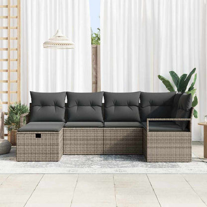 Set Divano da Giardino 6 pz Grigio polyrattan | homemem39