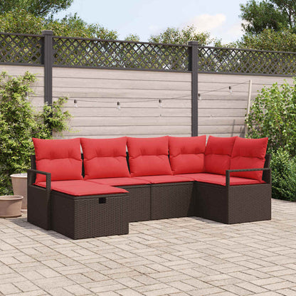 Set Divano da Giardino con cuscino 6 pcs Marrone polyrattan | homemem39