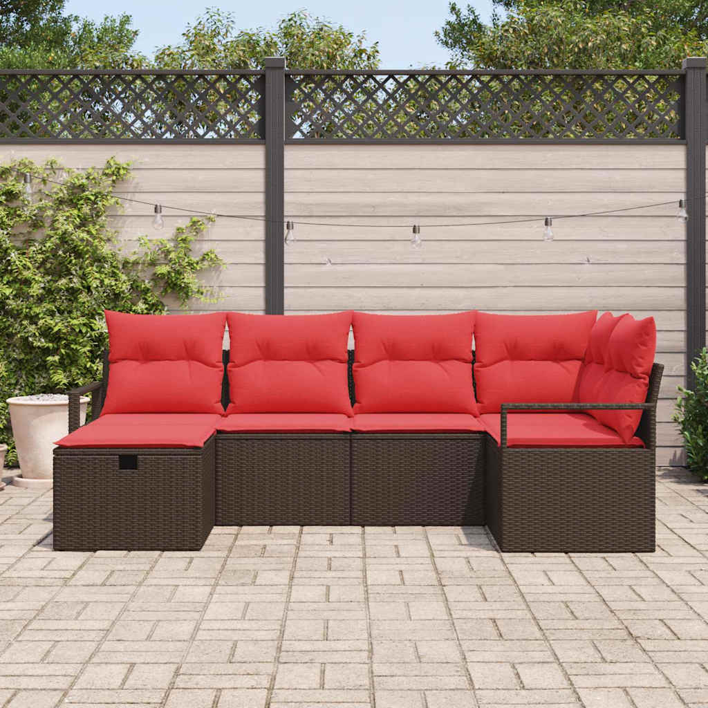 Set Divano da Giardino con cuscino 6 pcs Marrone polyrattan | homemem39