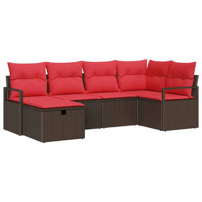 Set Divano da Giardino con cuscino 6 pcs Marrone polyrattan | homemem39