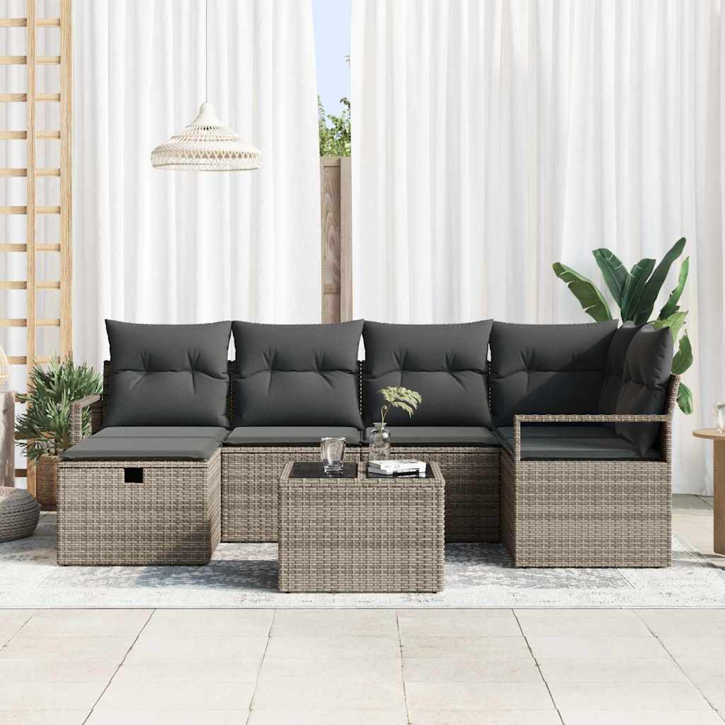 Set Divano da Giardino 7 pz Grigio polyrattan | homemem39