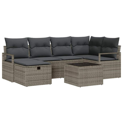 Set Divano da Giardino 7 pz Grigio polyrattan | homemem39