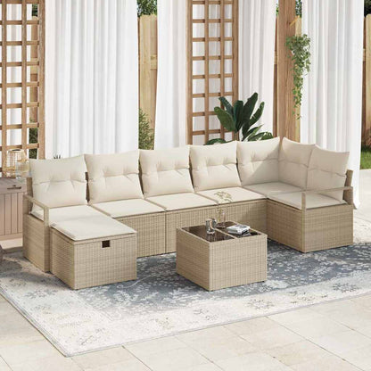 Set Divano da Giardino con cuscino 8 pcs Beige Poly Rattan - homemem39