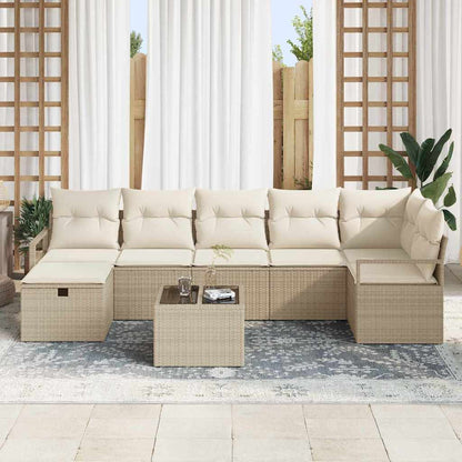 Set Divano da Giardino con cuscino 8 pcs Beige Poly Rattan - homemem39